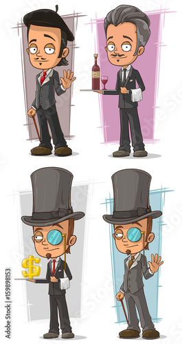 Cartoon intelligent in suit character vector set