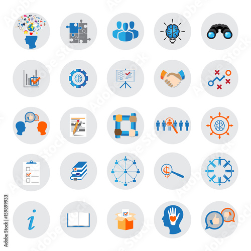 Business, Management and Teamwork Organization vector icons