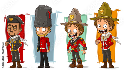 Cartoon soldier and rangers character vector set