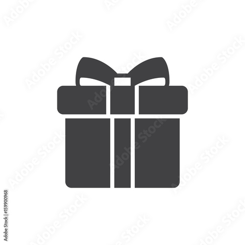 Gift box with bow icon vector, filled flat sign, solid pictogram isolated on white. Symbol, logo illustration. Pixel perfect