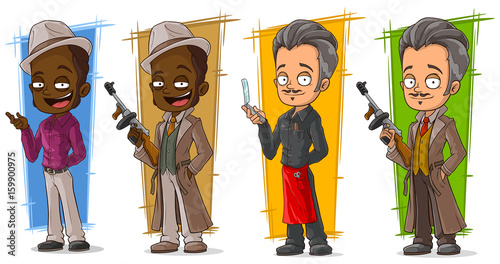 Cartoon gangsters and detective character set