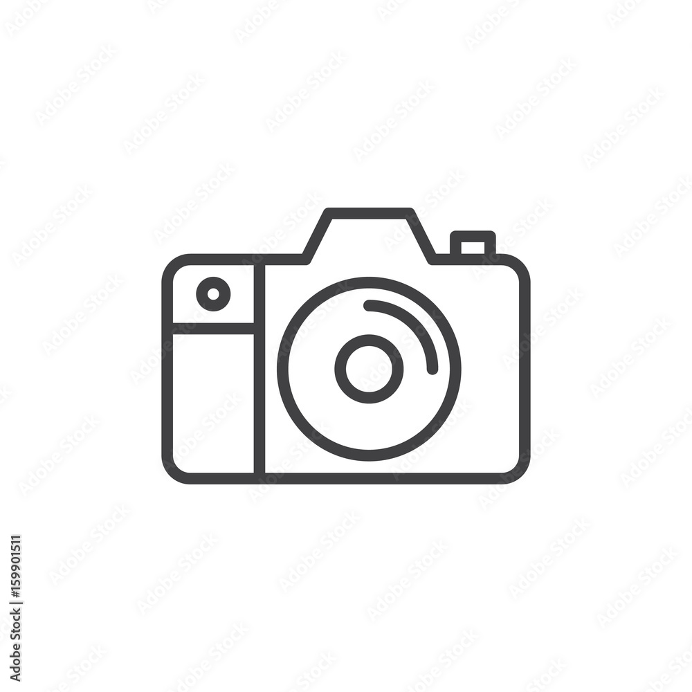Camera line icon, outline vector sign, linear style pictogram isolated on white. Symbol, logo illustration. Editable stroke. Pixel perfect Camera line icon, outline vector sign, linear style pictogram isolated on white. Symbol, logo illustration. Editable stroke. Pixel perfect
