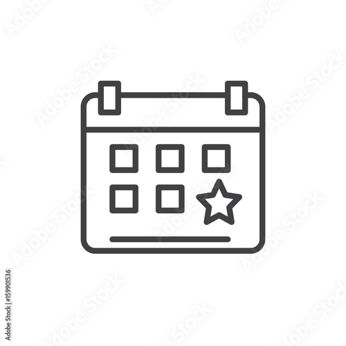 Calendar event reminder line icon, outline vector sign, linear style pictogram isolated on white. Symbol, logo illustration. Editable stroke. Pixel perfect