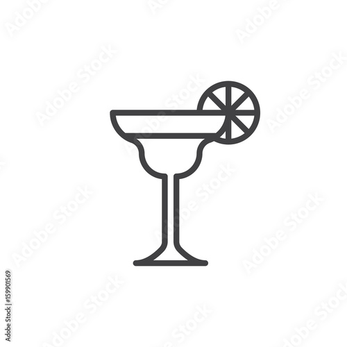 Cocktail margarita line icon, outline vector sign, linear style pictogram isolated on white. Symbol, logo illustration. Editable stroke. Pixel perfect