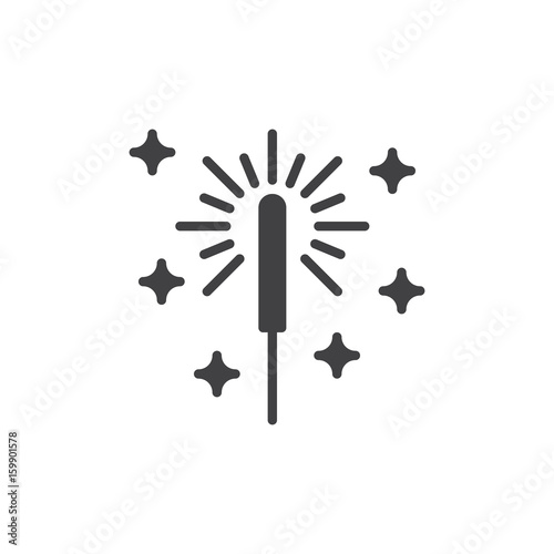 Sparkler firework icon vector, filled flat sign, solid pictogram isolated on white. Symbol, logo illustration. Pixel perfect