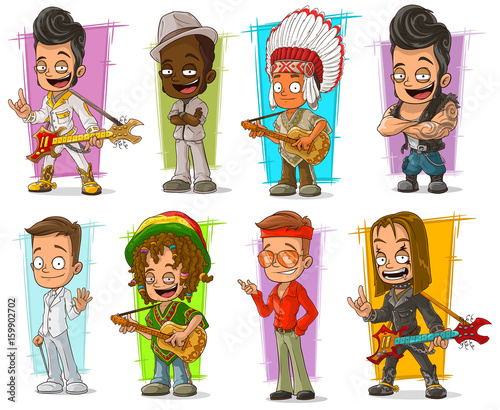 Cartoon cool funny different characters vector set