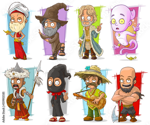 Cartoon cool funny different characters vector set