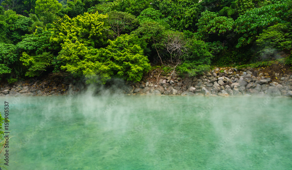 Naklejka premium Green hot spring