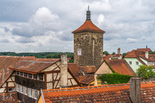 Sieberturm in Rothenburg ob der Tauber und im Hintergrund die Alte Burg photo