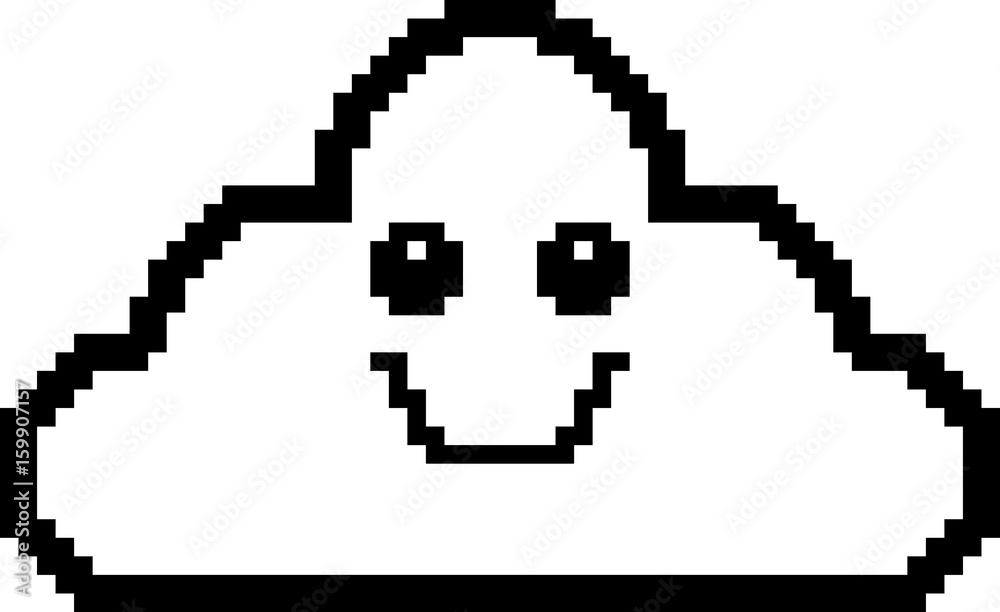 Smiling 8-Bit Cartoon Cloud Smiling 8-Bit Cartoon Cloud