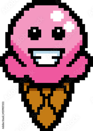 Smiling 8-Bit Cartoon Ice Cream