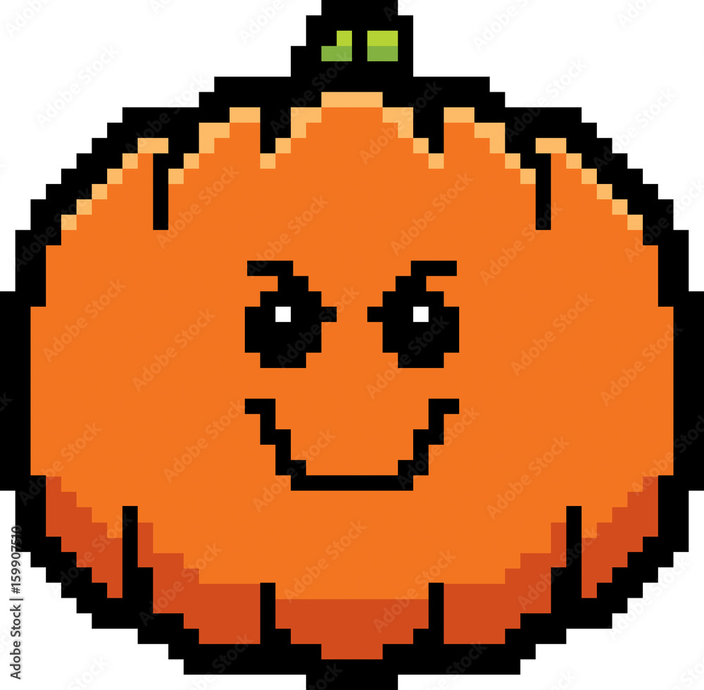 Evil 8-Bit Cartoon Pumpkin