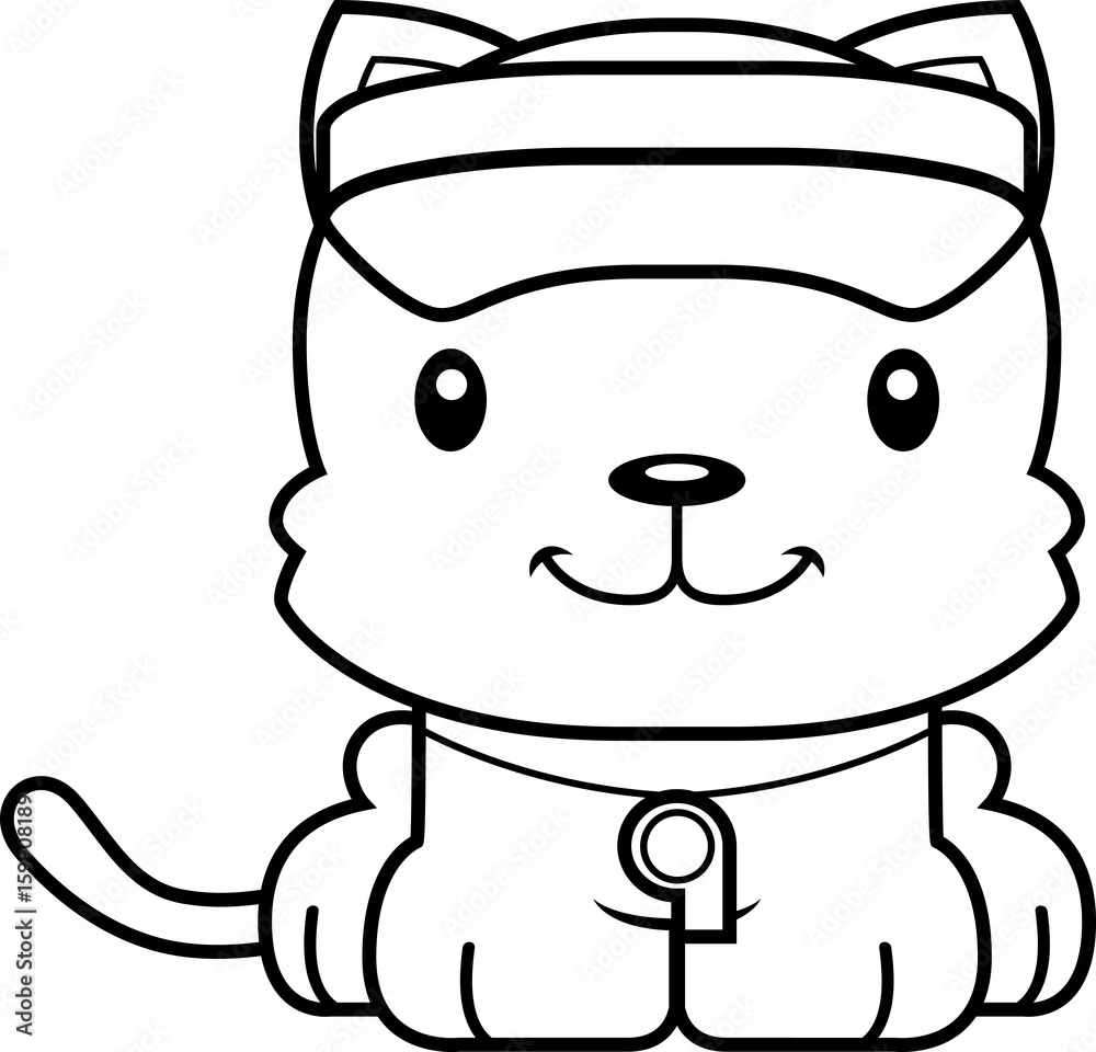 Cartoon Smiling Lifeguard Kitten