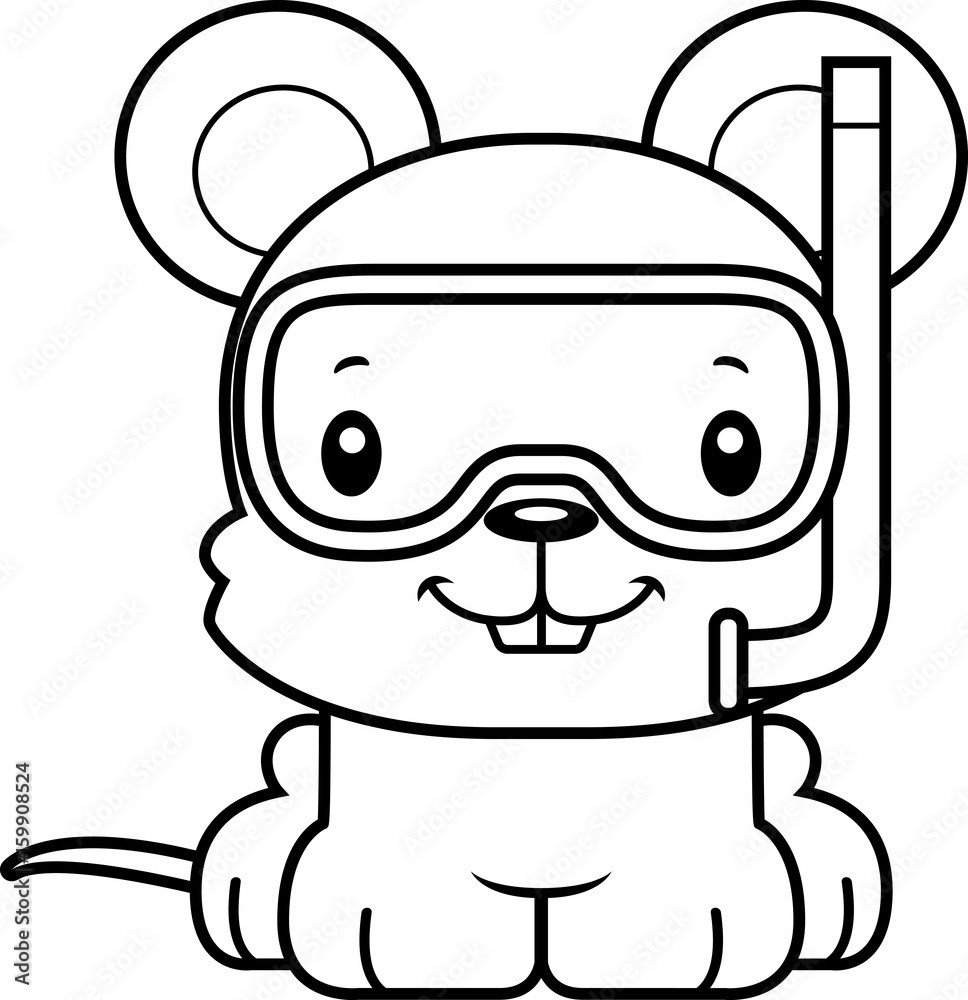 Cartoon Smiling Snorkeler Mouse Cartoon Smiling Snorkeler Mouse