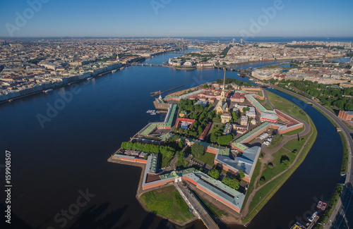 Aerial view of Peter and Paul Fortress in Saint-Petersburg photo