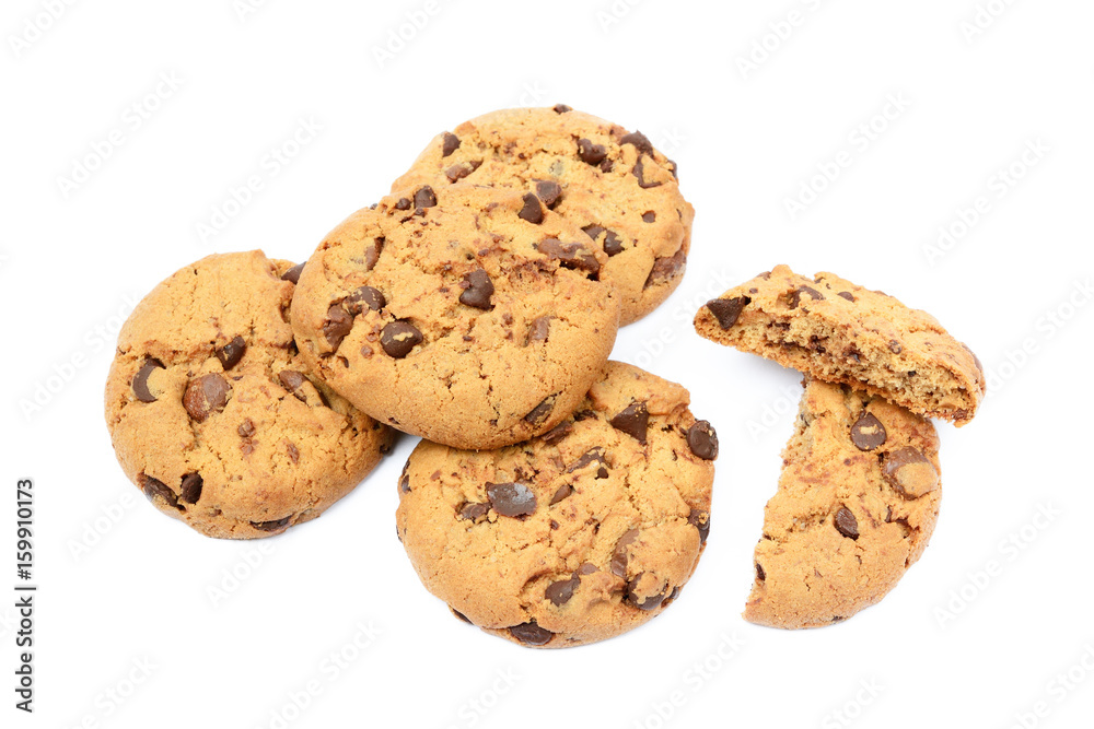 Tasty biscuits with chocolate isolated on a white background Tasty biscuits with chocolate isolated on a white background