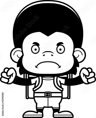 Cartoon Angry Hiker Chimpanzee
