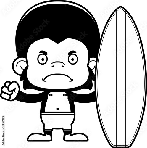 Cartoon Angry Surfer Chimpanzee