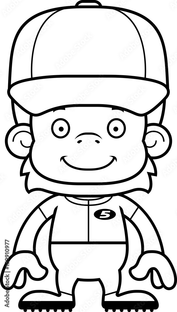 Cartoon Smiling Baseball Player Orangutan