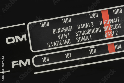close-up of an old analogical Radio tuner