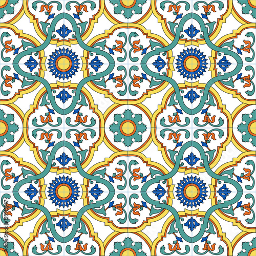 Seamless vector pattern with hand drawn traditional motifs of southern italy ceramics 