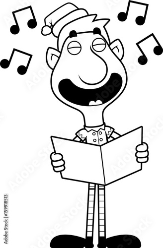 Cartoon Christmas Elf Caroling