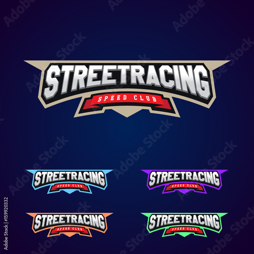Set of the power full Street Racing sport typography logo emblem design