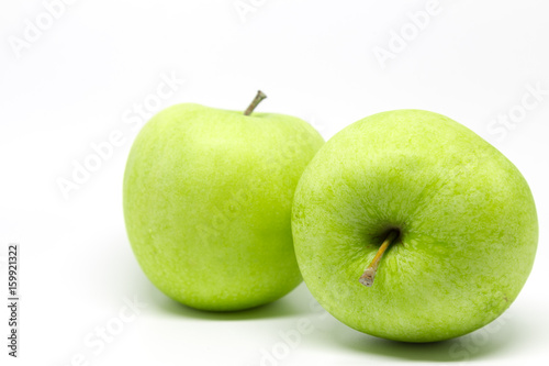 Green apple on white background.