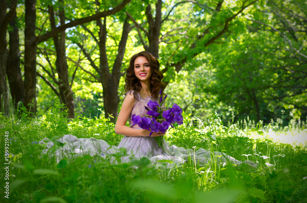 Woman with flowers in the forest (without sunrays ver) Woman with flowers in the forest (without sunrays ver)