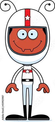 Cartoon Smiling Race Car Driver Ant