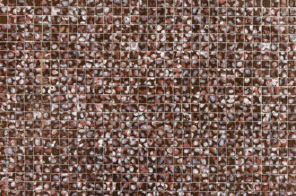 Fototapeta premium Old dark mosaic tile wall background