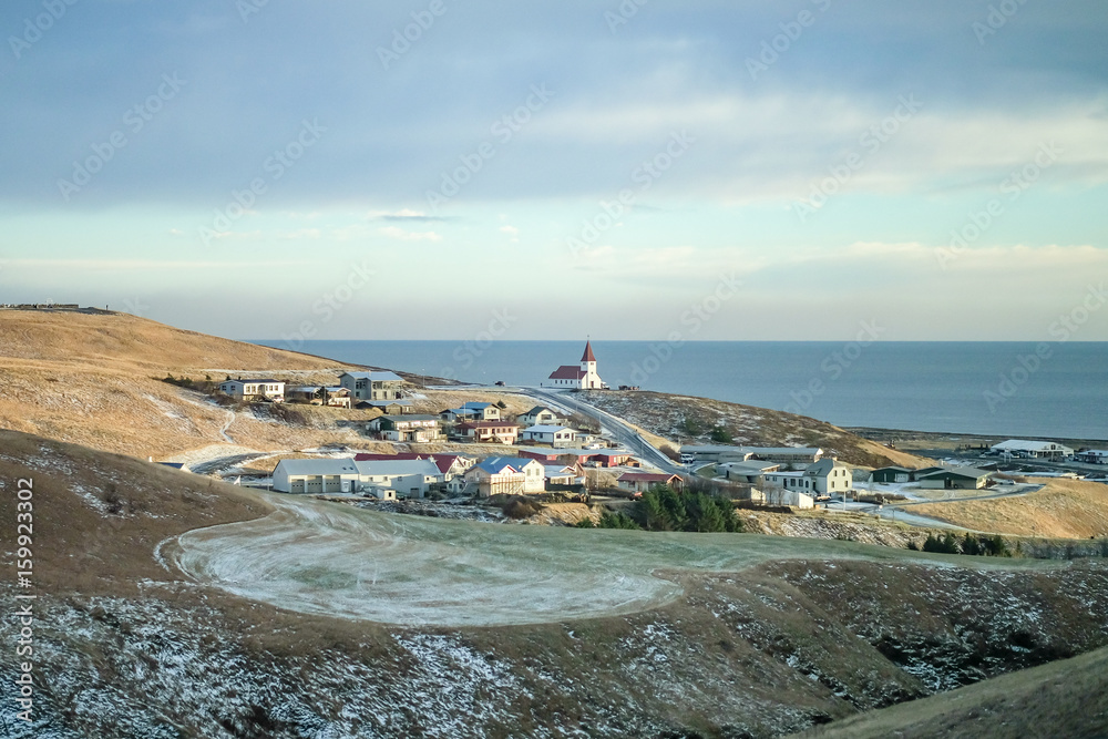 Landscape of Vik city, small town in Iceland
