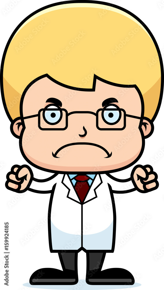 Cartoon Angry Scientist Boy