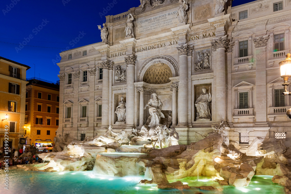 View of Trevi Fountain at sunset