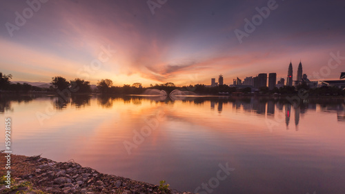 Photography Kuala Lumpur, Malaysia skyline at Titiwangsa Park.