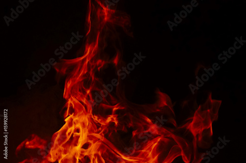 Fire Texture With Motion Blur Effect Over Black Background