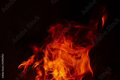 Fire Texture With Motion Blur Effect Over Black Background