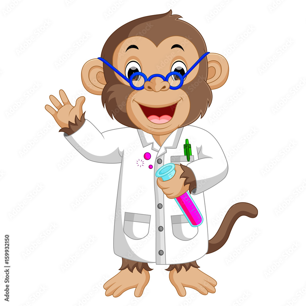 Fototapeta premium Monkey Conducting a Laboratory Experiment