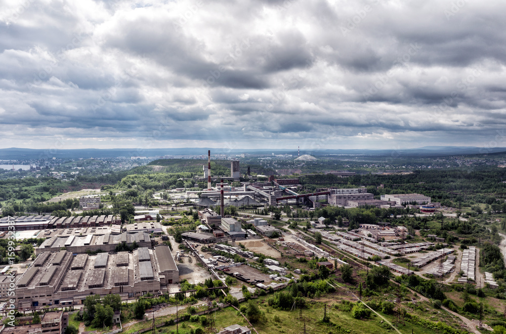 Urban panorama aerial view. Pipe Metallurgical Plant Urban panorama aerial view. Pipe Metallurgical Plant