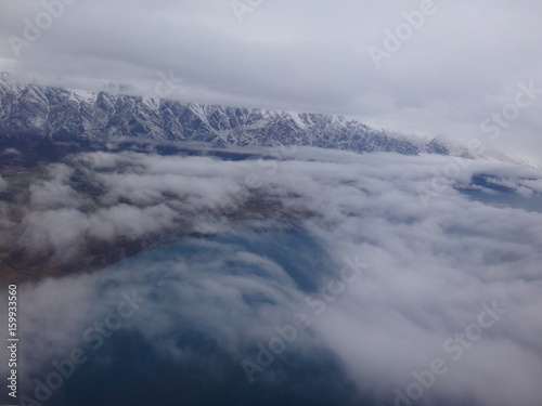 Queenstown airport, look out from the plane, New Zealand