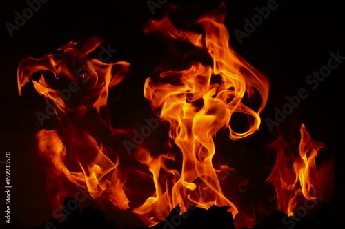 Fire Texture With Motion Blur Effect Over Black Background