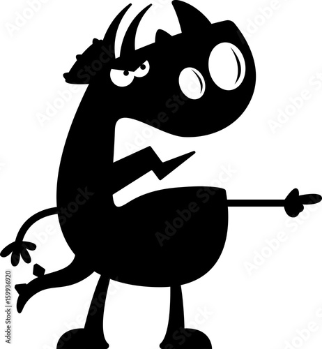 Cartoon Triceratops Silhouette Angry