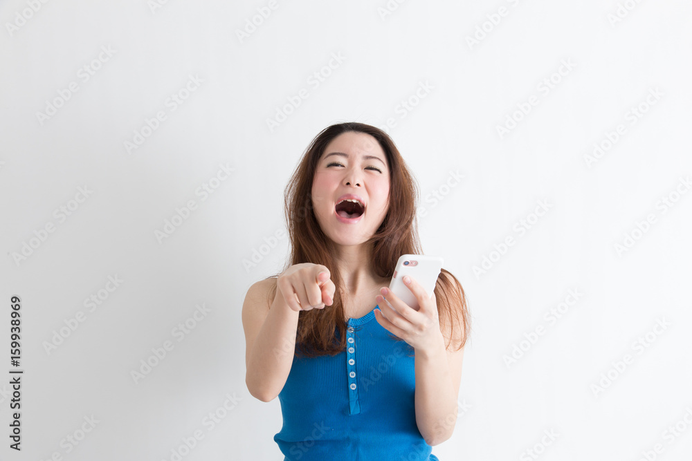 スマホ・女性(白バック) スマホ・女性(白バック)