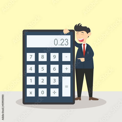 male businessman / accountant with digital calculator cartoon vector illustration
