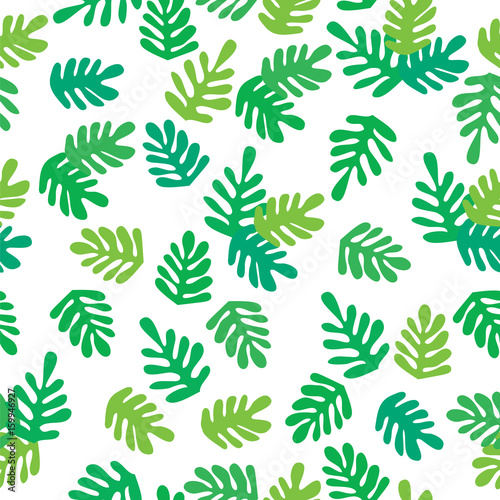 Summer seamless pattern with abstract tropical leaves for textile  wallpapers  gift wrap and scrapbook.  Vector illustration.
