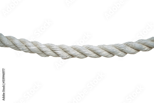 Close up on white rope isolated on background