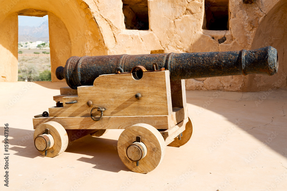 in oman muscat the old castle and cannon near the wall in oman muscat the old castle and cannon near the wall