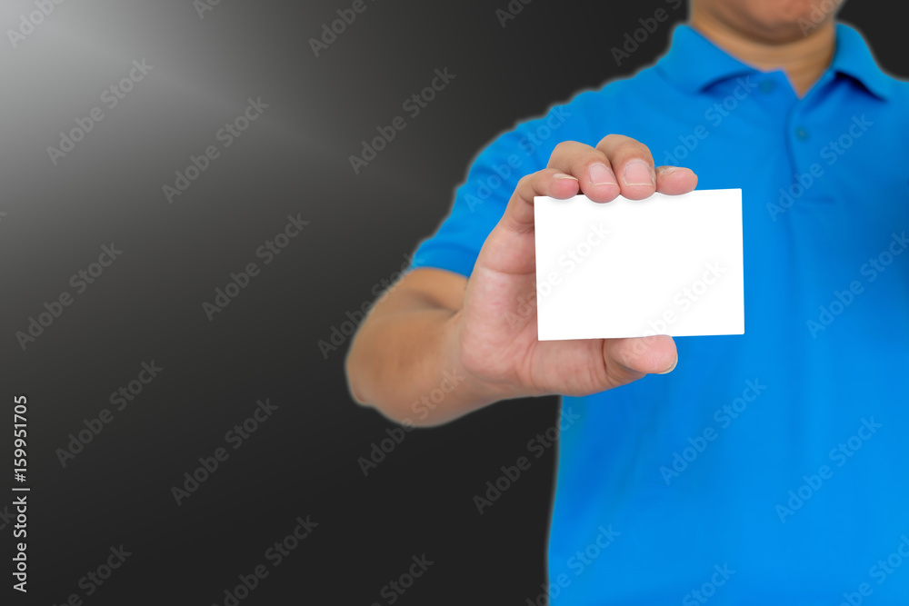 Man showing pasteboard. Man showing pasteboard.
