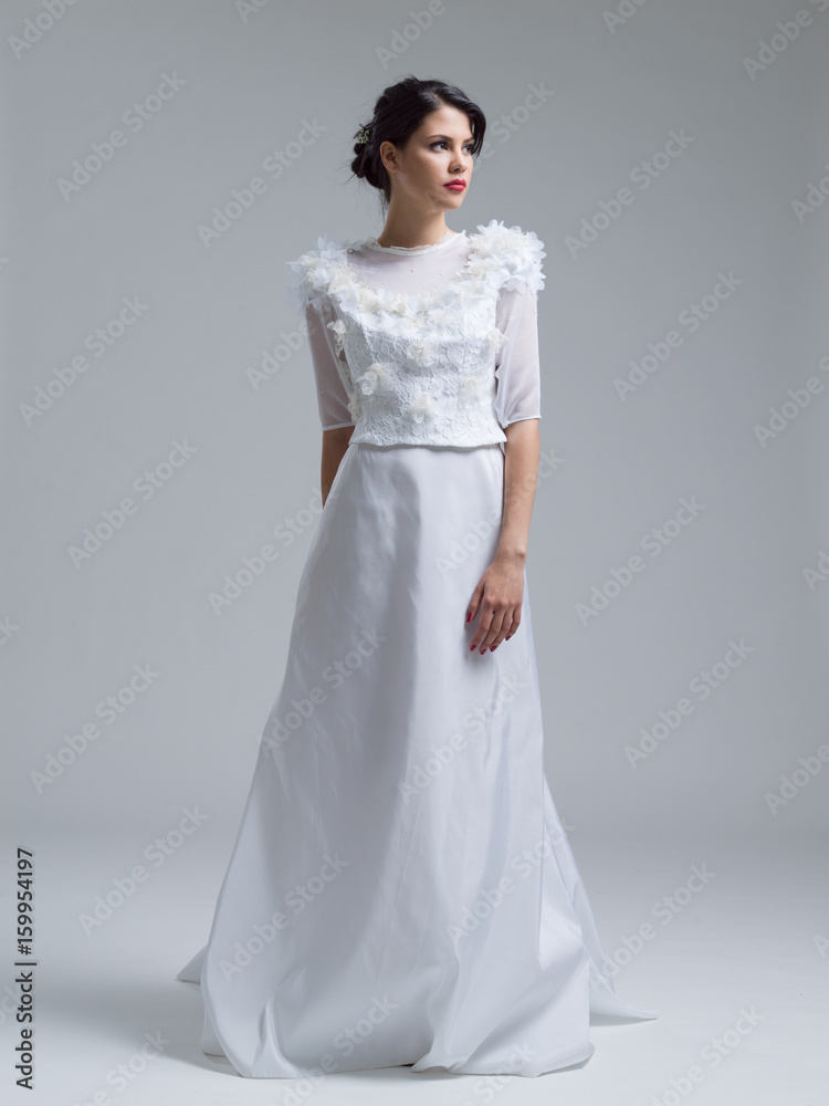 Portrait of beautiful young women in wedding dress