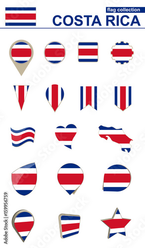 Costa Rica Flag Collection. Big set for design. photo